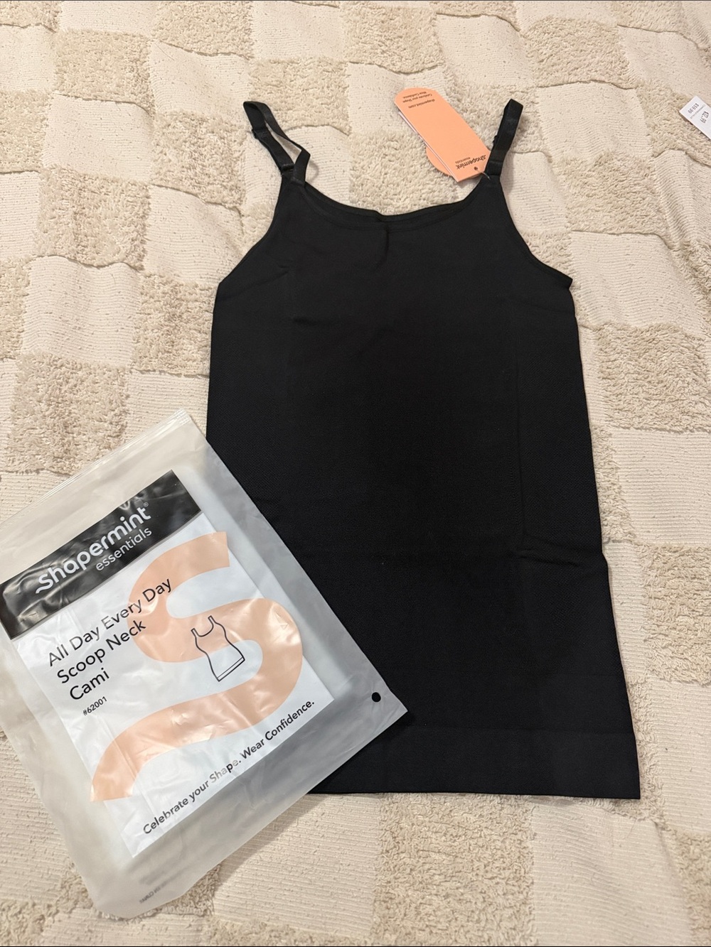 Shapermint Black Scoop Neck Cami with Adjustable Straps